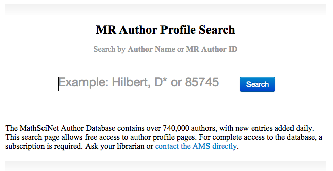 Screen Shot Author Profile Search - start