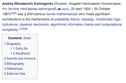 Screen Shot Komogorov - Wikipedia page