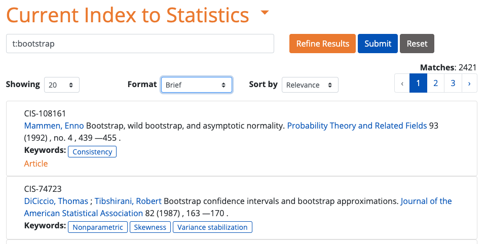 Bootstrap search - title results